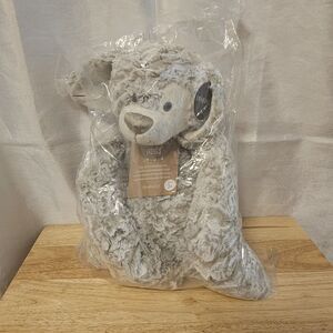 Demdaco Heartful Hugs 17.5” Gray Dog Weighted Beanbag Plush Stuffed Animal NWOT